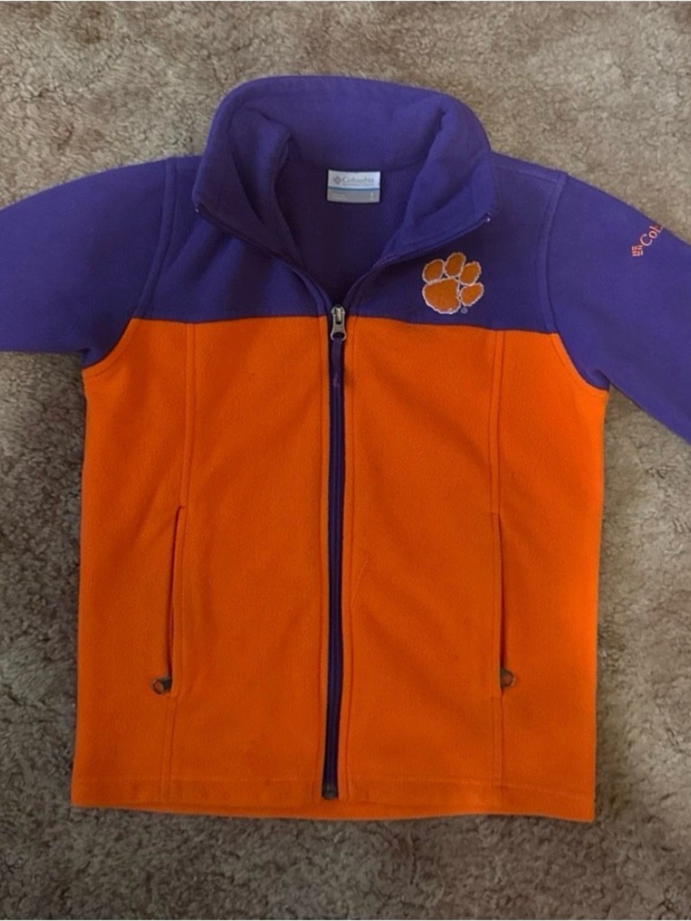 Columbia Clemson Tigers Purple & Orange Kids' Two-Tone Fleece Jacket